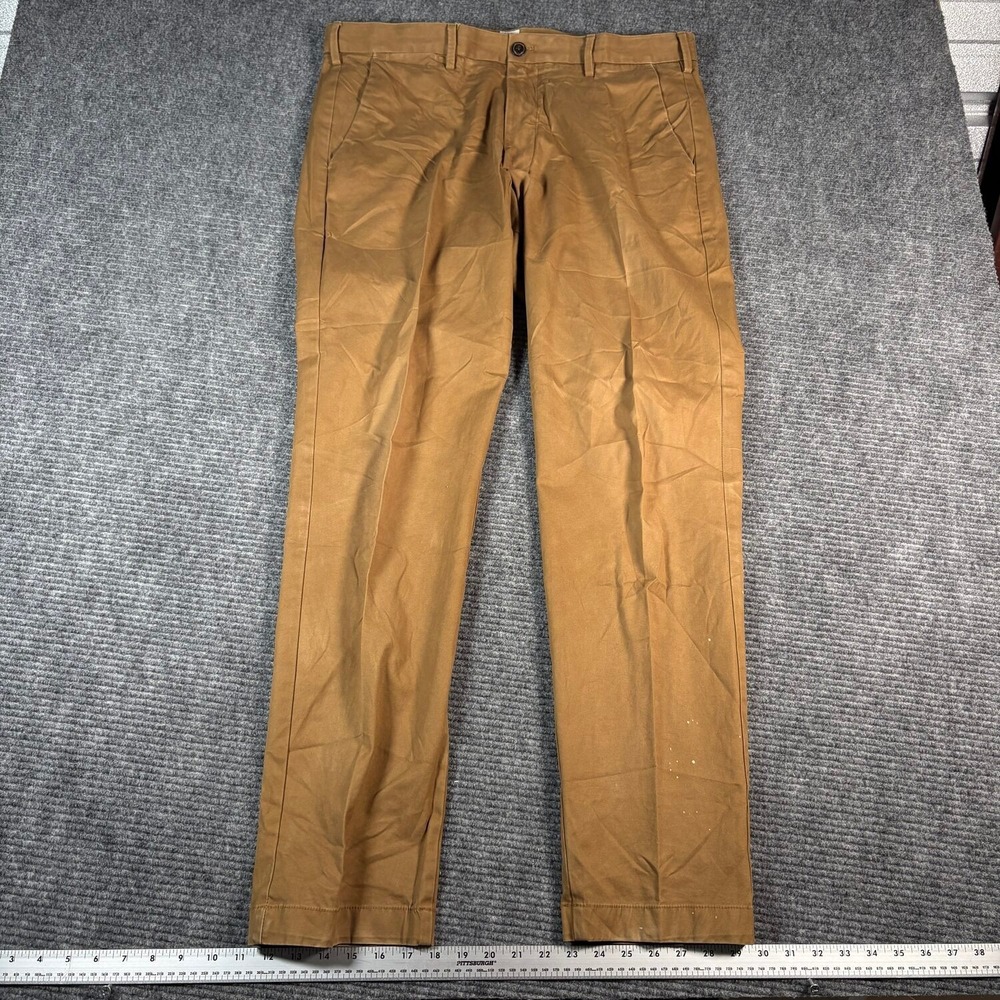 Gap Chino Pants Mens 36x32 Brown Good Slim Fit Twill Trousers Sustainable